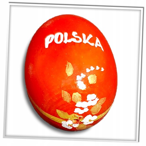 Drevené VEĽKONOČNÉ VAJCIA POĽSKO Veľkonočný znak ručne maľovaný 6 cm