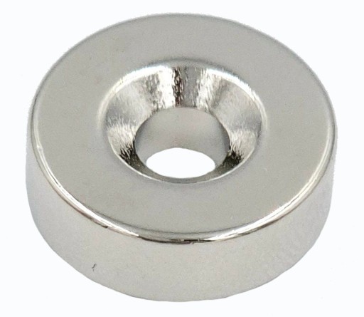 SILNÝ NEODYMOVÝ MAGNET 15x5 mm S OTVOROM 7,5/4,5 mm NA SKRUTKU