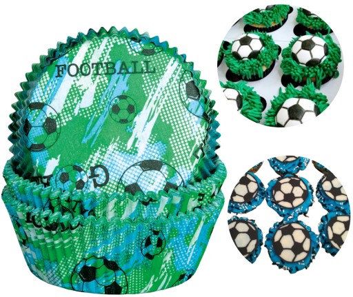 MUFFIN LINERS formičky na košíčky DEKORÁCIE narodeninové FUTBAL