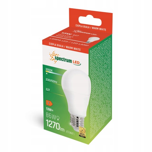 LED ŽIAROVKA TEPLÁ BIELA E27 13W 230V 1270lm 3000K 17000h Spektrum
