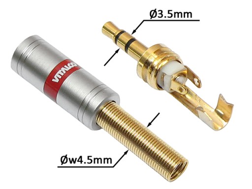 JACK konektor 3,5mm 3P TRS stereo HQ CHROME VITALCO