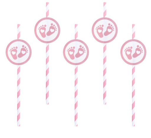 BIO papierové slamky BABY SHOWER 6 ks DIEVČAT