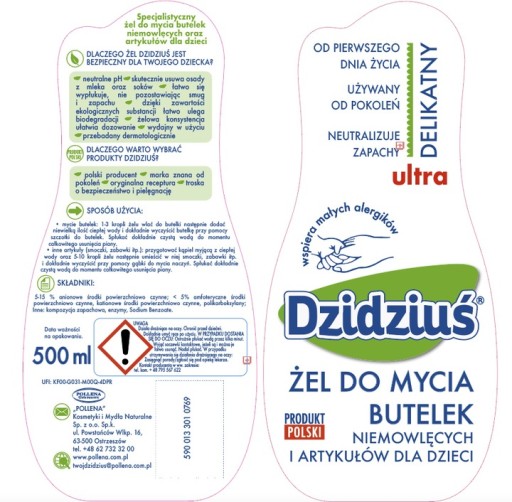 DZIDZIUŚ Gél na čistenie fliaš a cumlíkov 500 ml