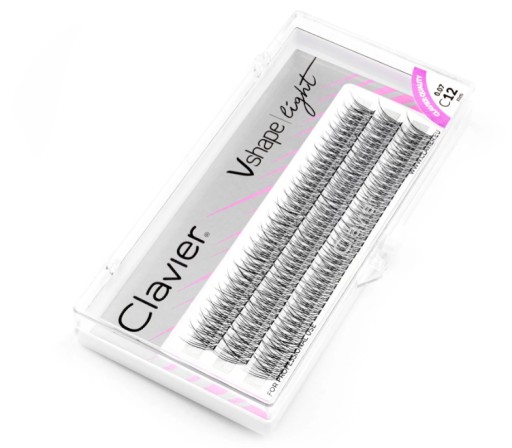 Svetlé trsy mihalníc Clavier Vshape – lastovičník 12 mm