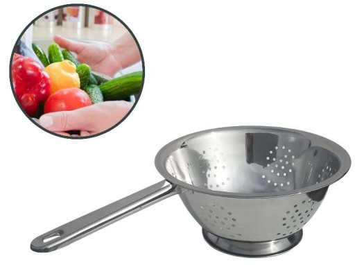 Oceľový cedník 24cm, nerezový cedník s rukoväťou