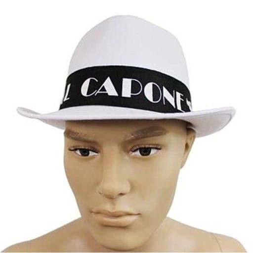 Klobúk Al Capone, BIELY gangster, nápis na pištoli