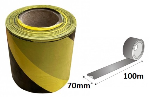 VÝSTRAŽNÁ PÁSKA 70mm/100m žltá čierna 7cm značkovacie označenie