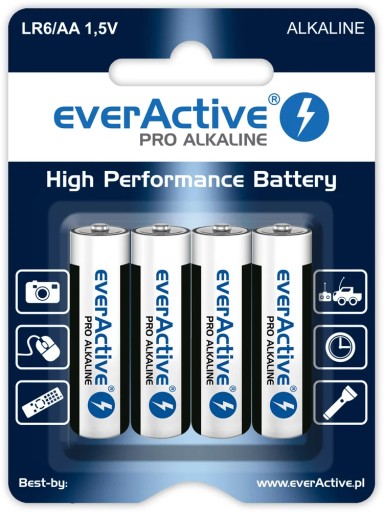 AA ALKALICKÉ BATÉRIE LR06 LR6 4 ks EVERACTIVE PRO