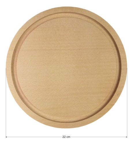 KRAJNÁ DOSKA OKRUHÁ S DRÁŽKOU, 22 CM, DREVENÁ