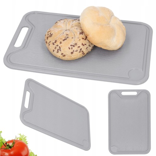 KUCHYŇSKÁ DOSKA NA KRAJENIE plast sivá 25,5x17 cm s rukoväťou klasická