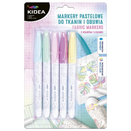 Pastelové fixky na topánky a látky, 5 farieb