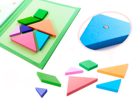 Magnetická kniha s 3D puzzle blokmi tangramu