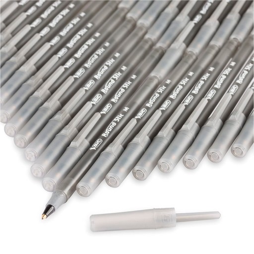 BIC Round Stic Medium guľôčkové pero transparentné tradičné čierne 1 ks