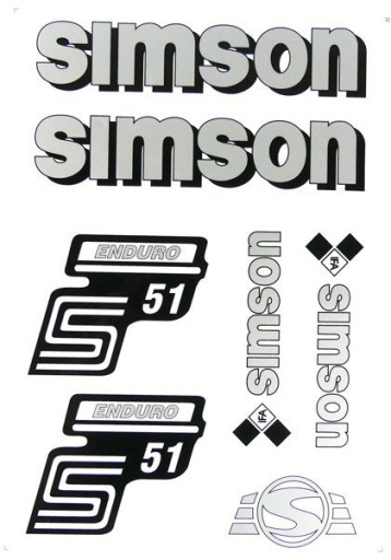 ENDURO NÁLEPKY SIMSON STRIEBORNÁ SET