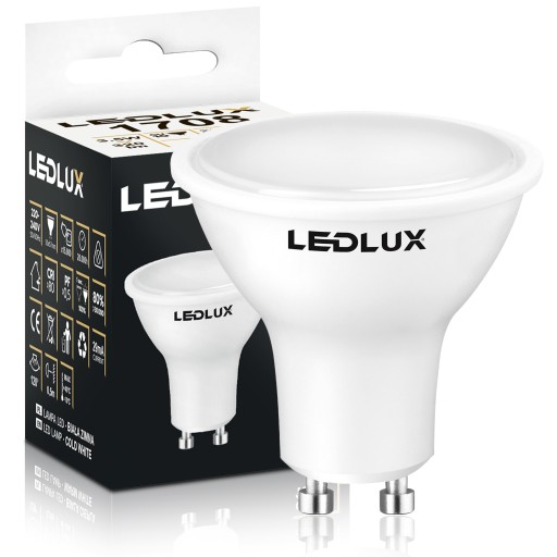 LED žiarovka GU10 3,5W = 35W SMD 6000K studená Premium LEDLUX nebliká