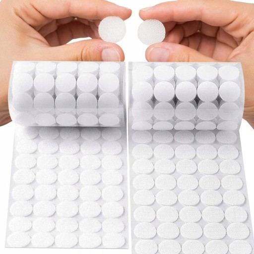Samolepiace krúžky na suchý zips 15mm 60 párov BIELY