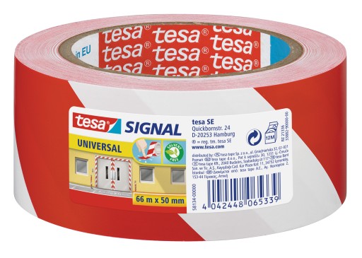 Tesa červeno-biela samolepiaca výstražná páska 66m x 50mm