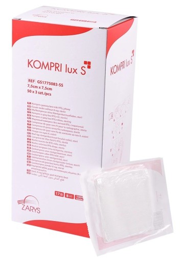 Kompri Lux S sterilné obklady 7,5x7,5 cm, 3 kusy