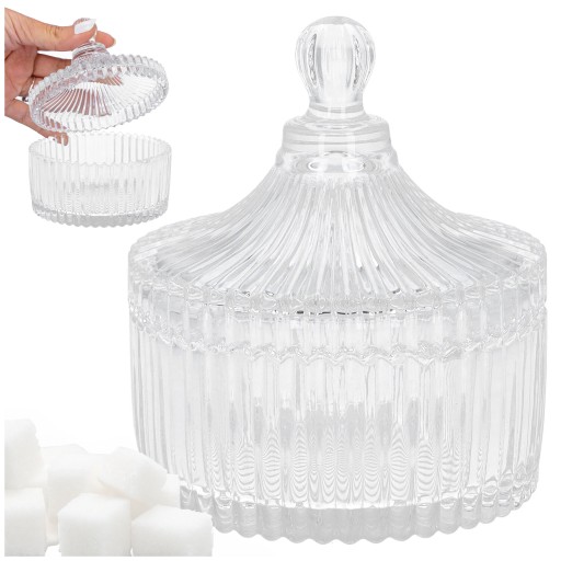 MISKA NA CUKOR, veľká 200 ml, sklenená nádoba na cukor, elegantná do kuchyne