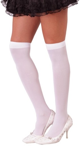 Dlhé pančuchy, ponožky nad kolená, BIELY Doplnok ku karnevalovému outfitu