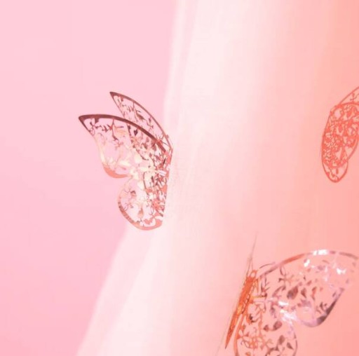 Ozdobné čipkované motýle rose gold rosegold 12 ks