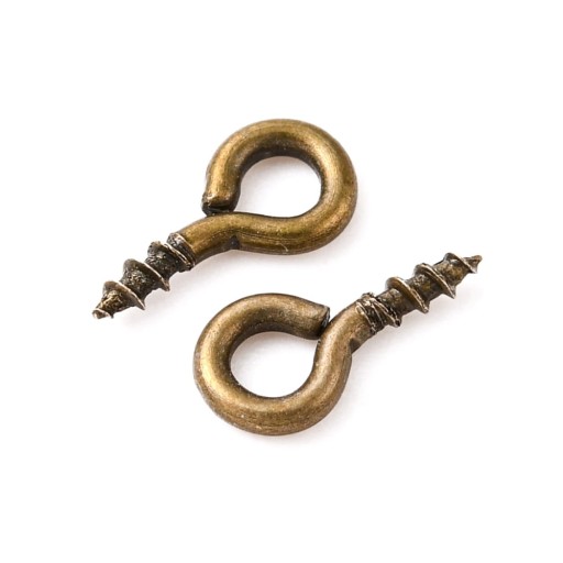 haw37 montážne háčiky očko 4x8mm 100 ks - farba mosadz