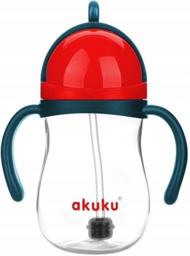 AKUKU INOVATÍVNY hrnček STRIEBORNÁ FĽAŠA S ZAVÁŽENÝM SLAMKOU 280ml 9m+ A0164