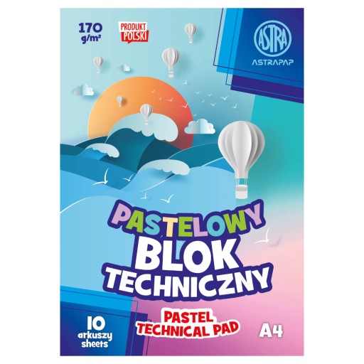 Pastelová farba technický blok A4 10 listov 170g Astrapap