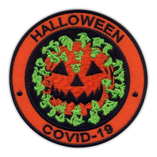 Náplasť HALLOWEEN - vírusová tekvica, VÝŠIVKA