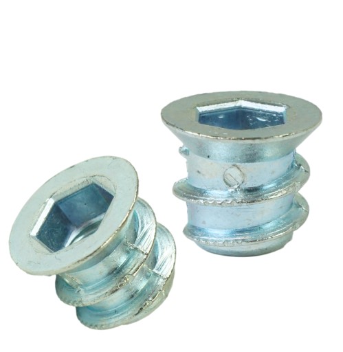 10x nástrčka M6 x 10 mm, dvojzávitová skrutka do dreva, nábytková vložka