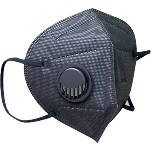 10x KN95 OCHRANNÁ MASKA S VENTILOM, ČIERNA