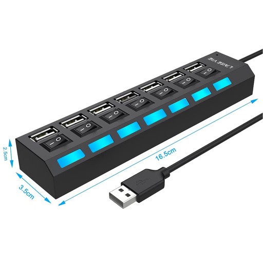 7v1 ROZBOČOVACÍ SPÍNAČ RÝCHLY USB 2.0 ROZBOČOVAČ 7 PORTOV