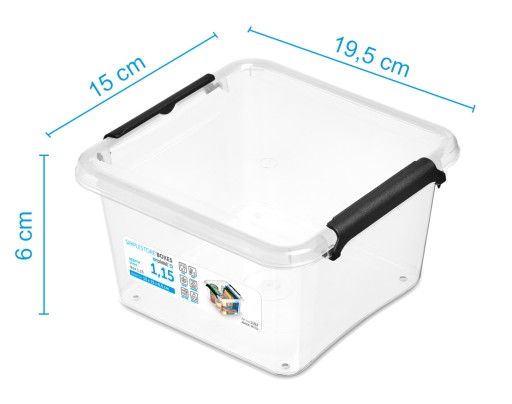 Sada priehľadných plastových nádob s vekom 1,15 l boxov