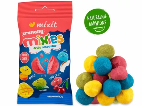 MIXIT CRUNCHY MIXIES CHrumkavé OVOCIE SMOOTHIE SNACK PRÍRODNÁ FARBA