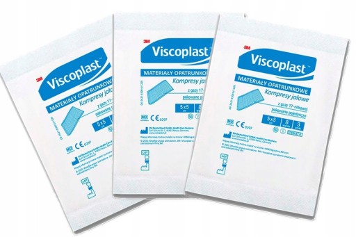 VISCOPLAST STERILNÉ MERAČE KOMPRESY 5X5 CM 3 KS. x3 BALENIA = 9 KS