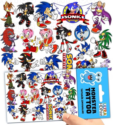 UMÝVAJÚCE DOČASNÉ TETOVANIE PRE DETI DETSKÉ SONIC ORIGINÁLNE DIZAJNY