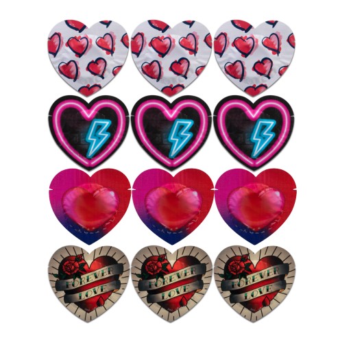 Kondómy Pasante Heart Red Heart 12 kusov červeného latexu