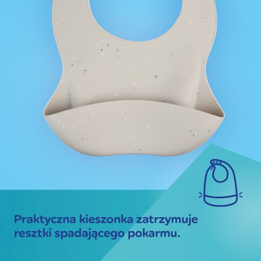 Canpol Babies vodeodolný silikónový podbradník s vreckom, sivý