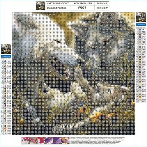 Diamantová maľba Diamantové vyšívanie WOLVES MOSAIC 5D diamantový rezací papier