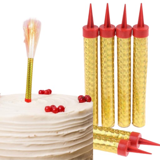 RACA SVIEČKA NA NARODENINOVÚ TORTU ZLATÁ TORTA FONTÁNA sada 2 ks