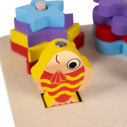 Triedička Puzzle Drevené hračkové bloky Vzdelávacia rybárska hra