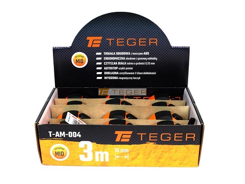 RM Oceľová rolovacia miera 3m 16mm TEGER