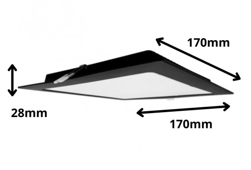 Plafon LED stropné svietidlo pod omietku Square Black 12W 17x17cm
