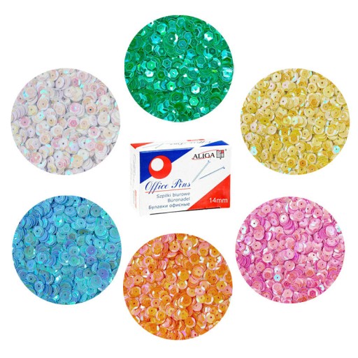 Krátke krajčírske ihlice 14mm 50g Sada flitrov