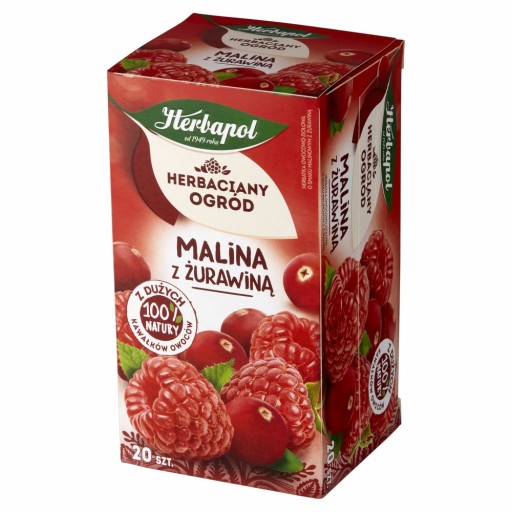 HERBAPOL čaj záhradný MALINA s BRUSNICOU ovocný čaj 20 VRECÍ