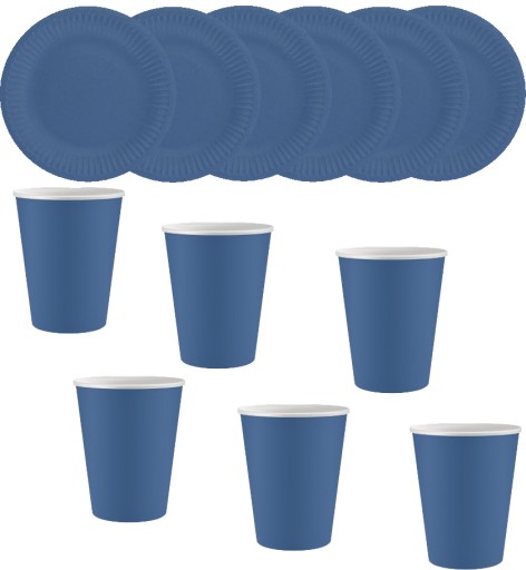 papierové poháre Jednofarebné, námornícka modrá, 250 ml, 6 ks.