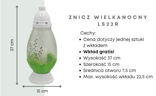 Veľkonočné sviečkové vajíčko Zelené a biele veľké základné sklo Artistic LS22R