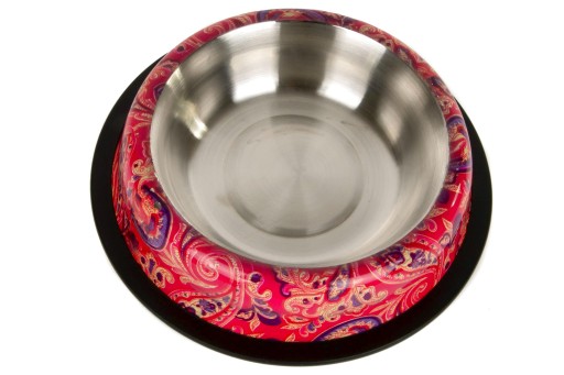 KOVOVÁ MISKA PAISLEY GUMOVÁ, ČERVENÁ, 0,47L
