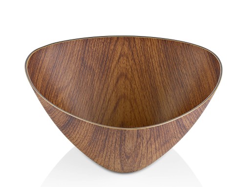 Trojuholníková misa, plastová miska na šalát, drevo, 20 cm