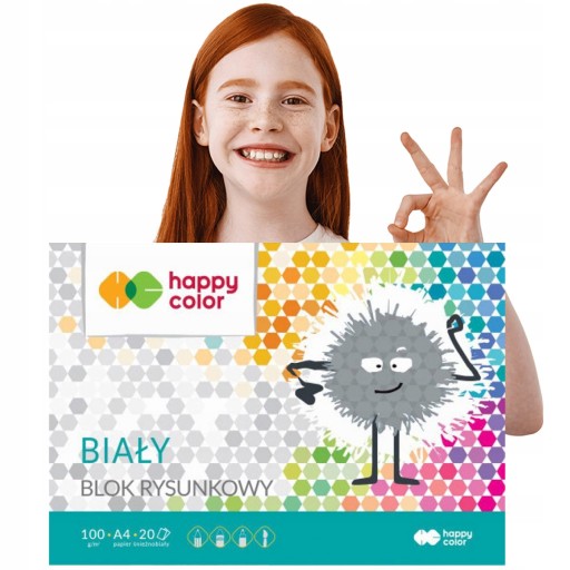 HAPPY FAREBNÝ ŠKOLSKÝ BLOK VÝKRESOVÝ PAPIER A4 BLOK